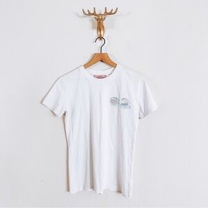 Chiara Ferragni Women's White/Pink/Blue Top Size Medium